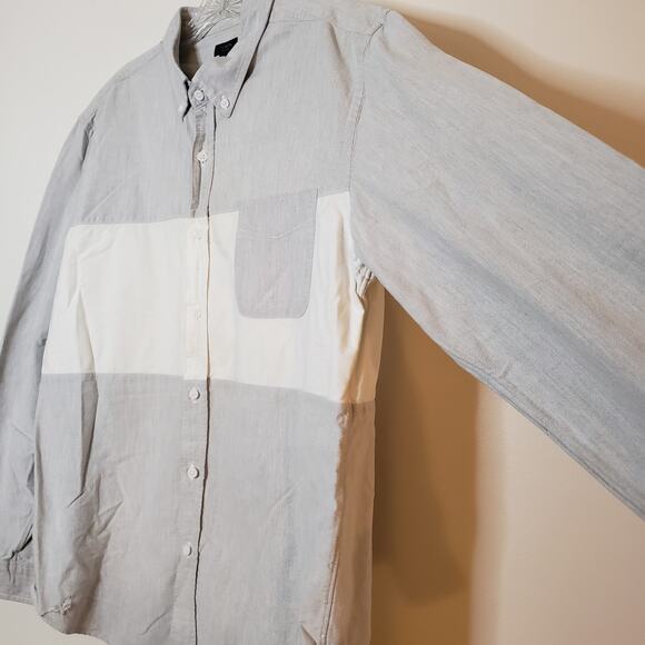 J. Crew Casual Rugby Buttondown Shirt Gray White Men's XL - Picture 5 of 9